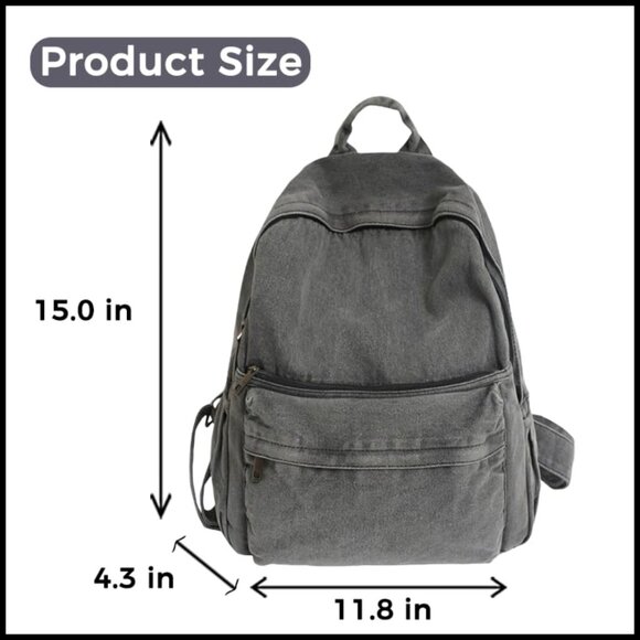 Vintage Denim Backpack Lightweight Travel Daypack Adjustable Straps Y2K Style main image 5